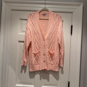 J. Crew Light Pink Cable Knit Cardigan
